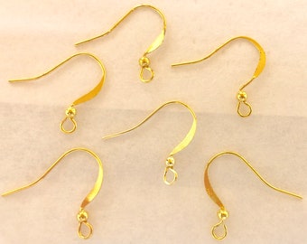 80 pcs Golden earring hooks,golden Fishhooks,Golden finding,golden ear wire,Raw brass ear hook,iron ear hoop,brass earring hook