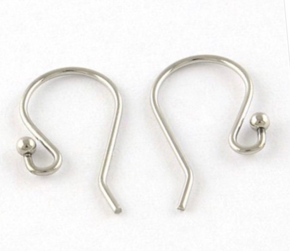20 PIECE PACK 20.5mm 304 Stainless Steel Earring Hooks, Fishhook Earrings,  .8mm Pin, Silver Color, Earring Making, Basic Ear Hook With Ball