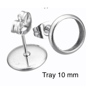 20 sets 304 Stainless Steel Earring blank,tray 10 mm,10 mm Stainless Steel Earring pad,Stainless steel Ear stud,stainless steel earring post
