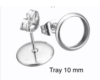 20 sets 304 Stainless Steel Earring blank,tray 10 mm,10 mm Stainless Steel Earring pad,Stainless steel Ear stud,stainless steel earring post