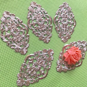 Nickel Free..14 pcs Platinum filigree,platinum connector,long platinum filigree,oval filigree,platinum Link,platinum finding,brass filigree