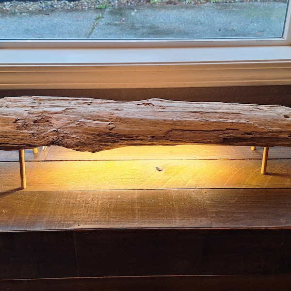 Driftwood Console Table Lamp Beach Wood Style Decor Light with LED Dimmer