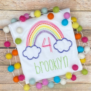 Rainbow Birthday Shirt / Girls Birthday Shirt / Custom Sketch Shirt / Rainbow Party Shirt / Rainbow Birthday Party / Rainbow Birthday Tee