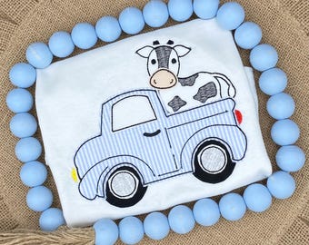 Boys Cow Truck Shirt / Farm Cow Truck Shirt / Custom Boys Shirt / Toddler Vintage Truck Shirt / Boys Vintage Truck Shirt / Cow Shirt