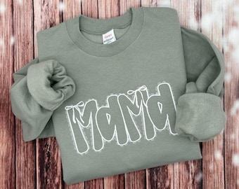 Mama Sweatshirt - Embroidered Lace Detail - Embroidered Mama Sweatshirt- Gift For Mom - Mothers Day Gift - Mama Gift