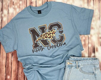 North Carolina State Shirt / Ladies North Carolina Tee Shirt / North Carolina Home Shirt / North Carolina Shirt / Ladies NC Shirt / Leopard