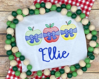 Girls Back To School Shirt / School Shirt / Apple Trio Shirt / Back To School / Girls School Shirt / Apple Shirt / Three in a Row / School