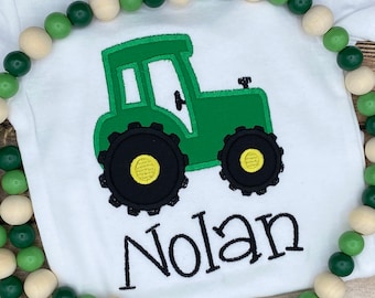 Tractor Shirt / Boys Tractor Shirt / Boys Farm Shirt / Toddler Tractor Shirt / Green Tractor Shirt / Custom Applique Shirt