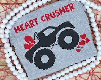 Valentine's Day Shirt / Boys Valentine's Day Shirt / Heart Crusher Valentine / Monster Truck Valentine / Boy Valentine Shirt / Valentines