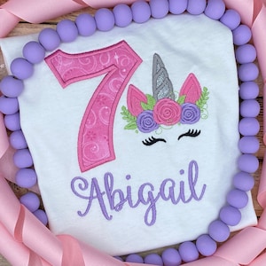 Unicorn Birthday Shirt / Girls Birthday Shirt / Custom Applique Shirt / Unicorn Party Shirt / Unicorn Birthday Party / Unicorn Birthday Tee