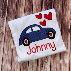Valentine&#39;s Day Shirt / Boys Valentine&#39;s Day Shirt /  Valentine Car / Love Bug Valentine / Boy Valentine Shirt / Valentines
