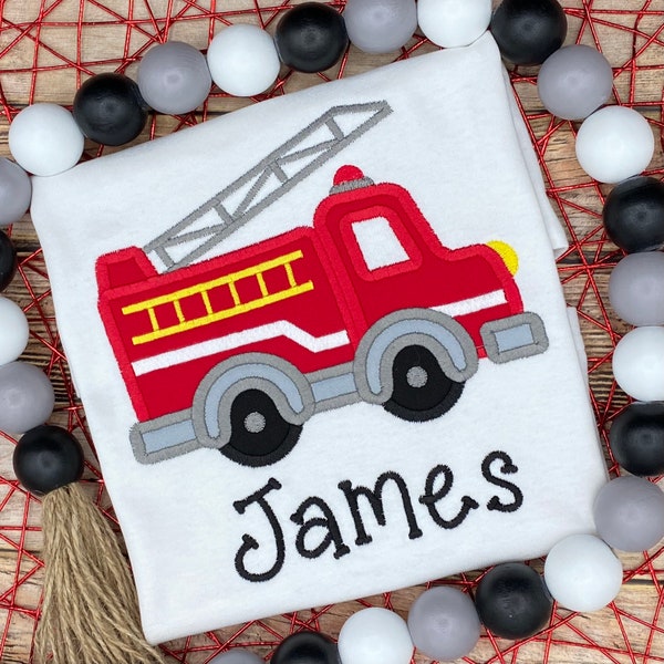 Fire Truck Shirt / Firetruck Shirt / Toddler Boys Custom Shirt / Fire Engine Shirt / Fire Truck Birthday Shirt / Fireman Shirt / Embroidered