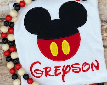 Disney Mickey Mouse Shirt / Custom Boys Applique Shirt /  Classic Mickey / Disney Vacation Shirt / Applique Shirt / Kids Mickey Shirt