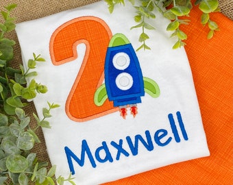 Space Rocket Birthday Shirt / Boys Birthday Shirt / Outer Space Party Shirt / Rocket Ship Birthday Party / Boys Rocket Birthday Shirt