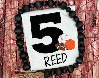 Sports Birthday Shirt / Boys Birthday Shirt / Toddler Sports Party Shirt / Sports Party / Sports Birthday / Sports Shirt / Sports T Shirt