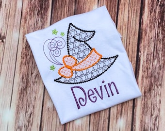 Girls Halloween Shirt - Halloween Witch Shirt - Witch  Hat Shirt - Witch Halloween Shirt - Sketch Witch - Kids Halloween Shirt - Witch Hat