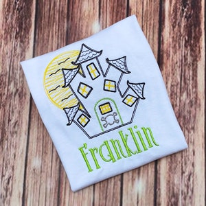 Boys Halloween Shirt - Haunted House Halloween Shirt - Halloween Shirt - Sketched Haunted House  - Halloween Top - Spooky Halloween Shirt