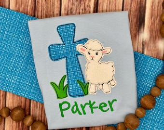 Boys Easter Shirt - Easter Lamb Shirt - Easter Cross Tee - Cute Easter Tee - Personalized Easter Shirt - Easter Sunday Shirt - Religious Tee