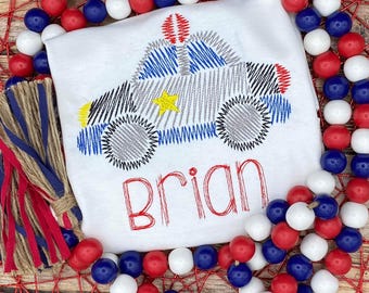 Police Car Shirt / Boys Police Car Shirt / Toddler Boys Custom Shirt / Police Car Birthday Shirt / Police Shirt / Sketch Police Car Shirt