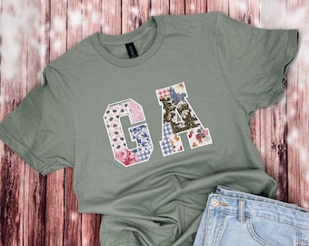 Georgia State Shirt / Embroidered Georgia Shirt / Georgia State Shirt / Georgia Pride Shirt / Custom State Shirt / Quilting Stitch Detail