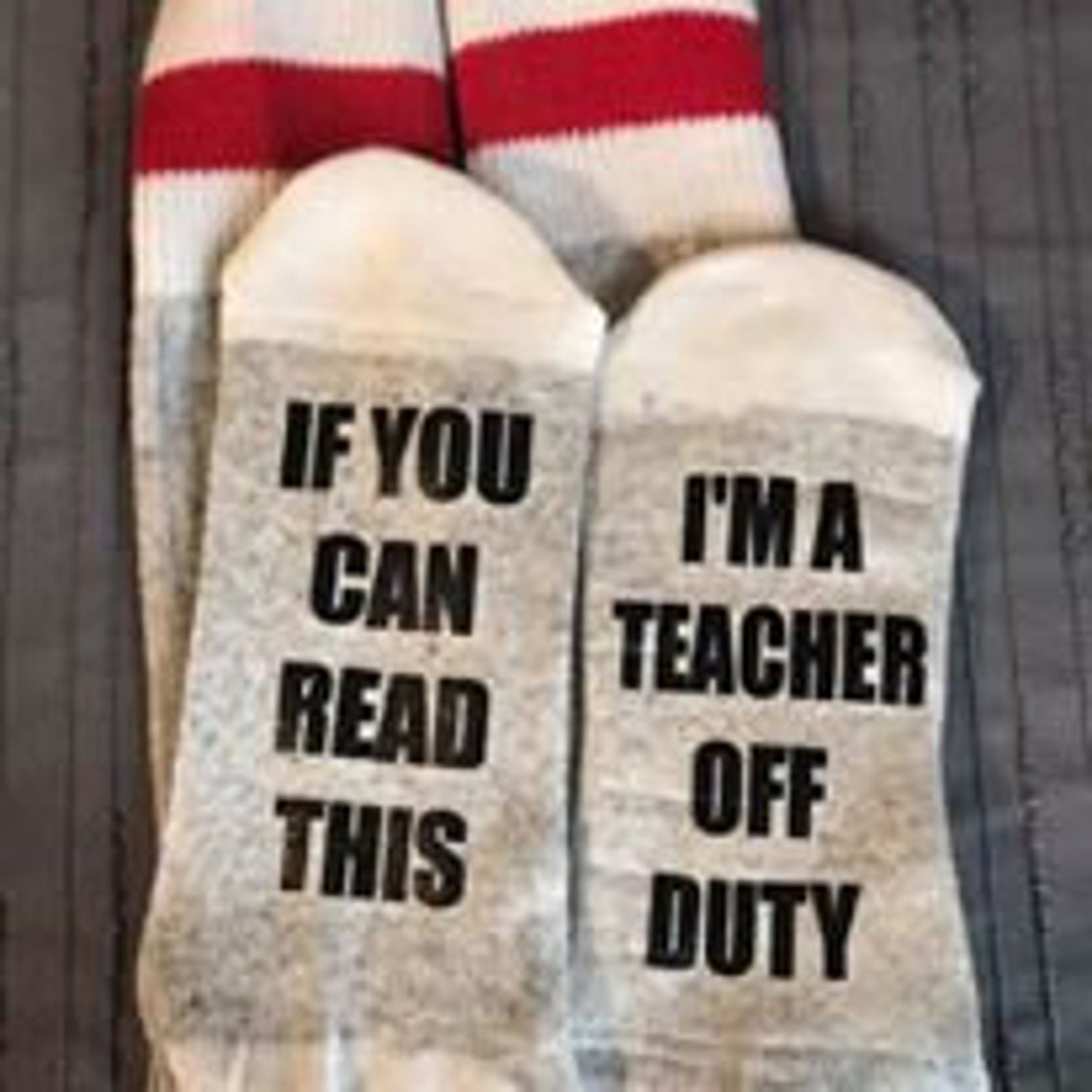 Teacher off duty comfy socks socks with sayings gift for Etsy