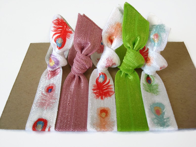 Elastic Hair Ties Foe Fold Over Elastic Hair Ties In Peacock Etsy