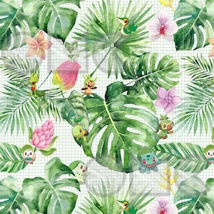 Tropical Grass Starters Digital Seamless Pattern