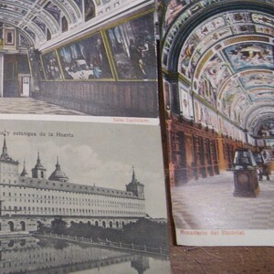 Set of 5 Vintage Postcards of El Escorial, a Royal Palace in San Lorenzo Spain printed in Spain and Munich by Purger and Co. 1930- 1940&#39;s