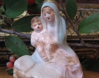 Chalk ware Nativity Mary and Child figure, German, 1950s