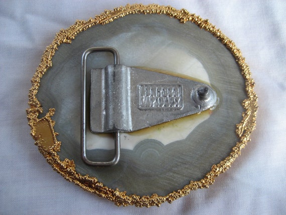 Large Brass and Agate Belt buckle, vintage, handm… - image 7