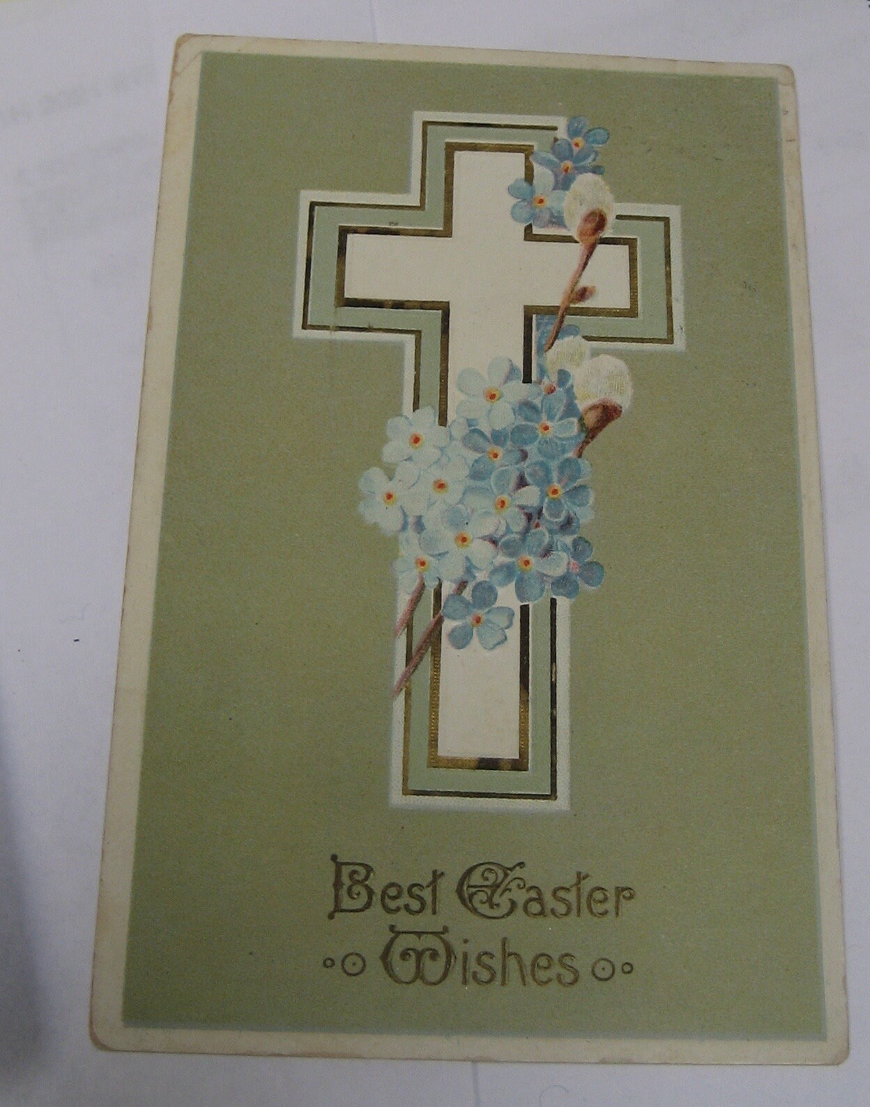 SET of 2 Rare Vintage 1911 German Easter Ostern Postcard  1890s-1911 Easter Post Card Uncut Sheet Cross main image 1
