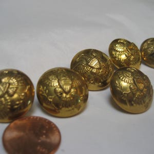 Vintage Gold Plate Brass Buttons, 6 US Military buttons, 3/4&quot; Horstmann Uniform Buttons
