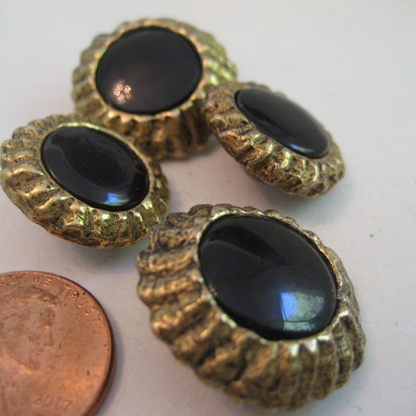 Brass Vintage buttons, 4 Brutalist Style Buttons, two small and two larger