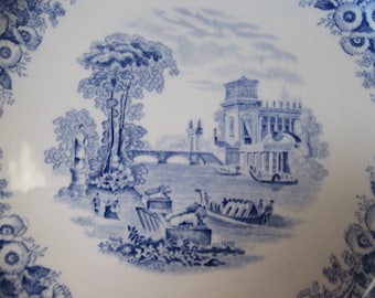 Blue White China Plate | Woods Burslem Seaforth | Vintage Pottery