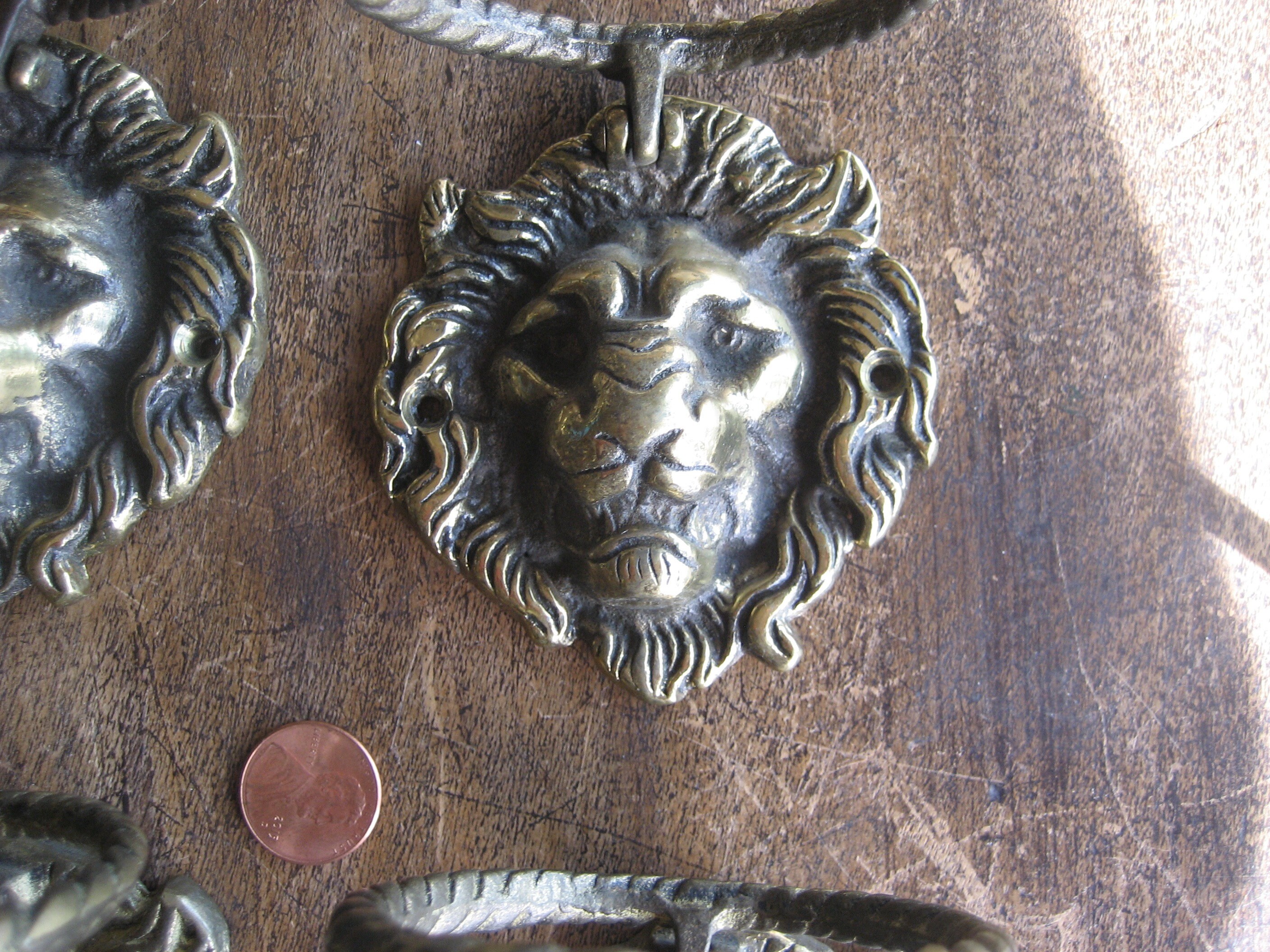 Solid Brass Lion Door Knockers Mid Century Hardware Brass Etsy