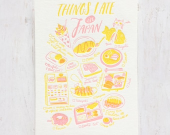 Things I Ate in Japan Letterpress Postcard