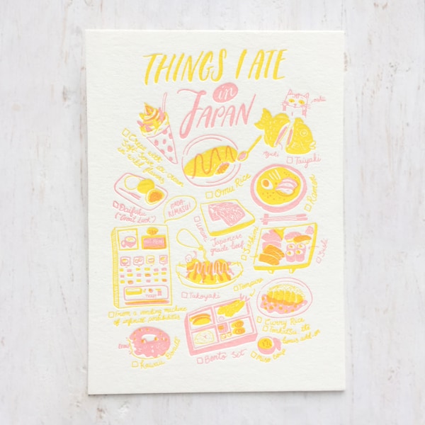 Things I Ate in Japan Letterpress Postcard