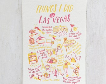 Things I Did in Las Vegas Letterpress Postcard