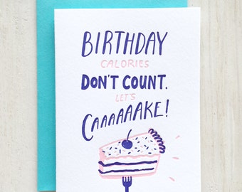 Birthday Calories Letterpress Card