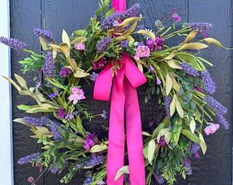 Lavender wreath- wildflower wreath- new for spring wreath -storm door wreath