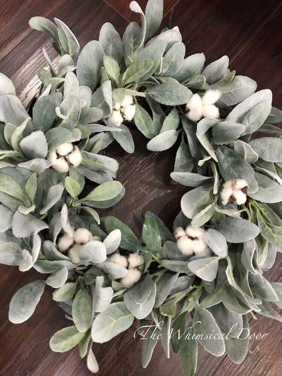 Cotton Wreath-Lambs Ear and Cotton Wreath-Buffalo Plaid Wreath-Fall Wreath-Everyday Wreath-Lambs Ear Wreath-Eucalyptus Wreath-Farmhouse Syle