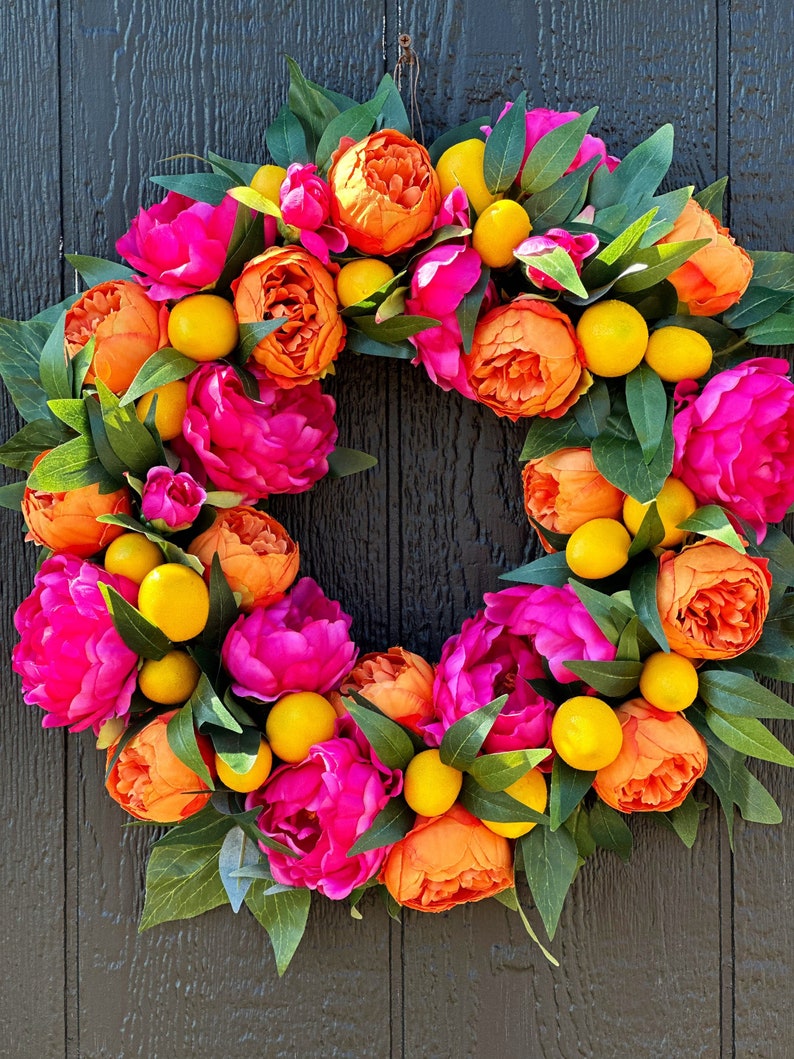 peony wreath Citrus Dreams front door wreath wreaths grand millennial image 7