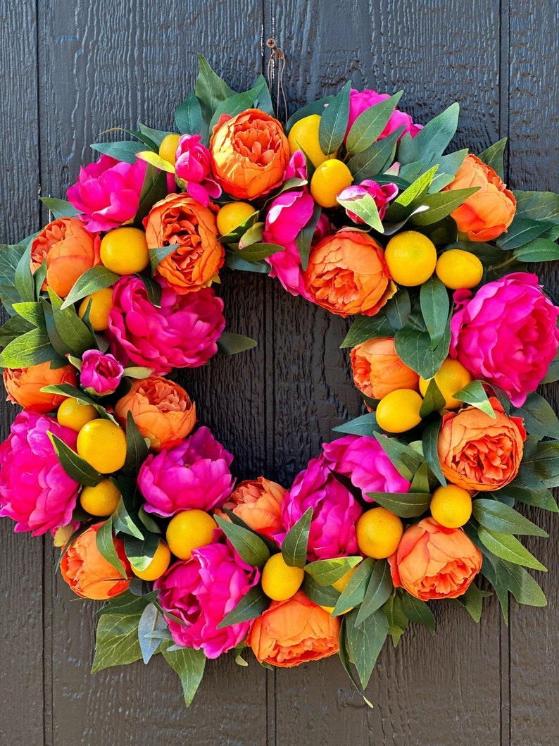 peony wreath Citrus Dreams front door wreath wreaths grand millennial image 5