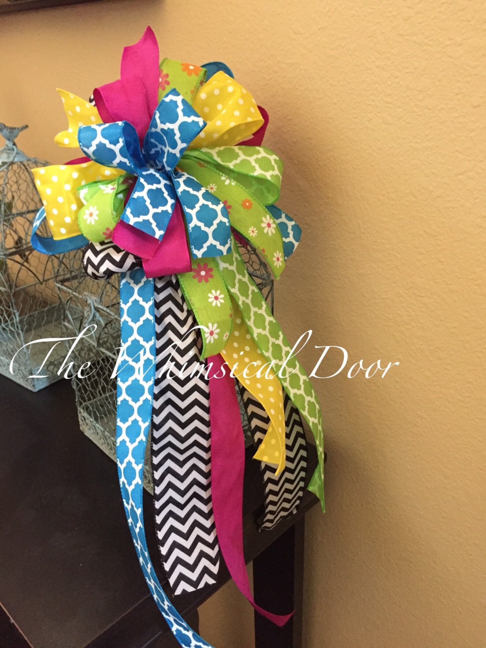 Wreath Bow Multi Ribbon Bow Summer Bow Whimsical Bow Wreath Etsy