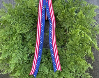 fern wreath - summer wreath - flag bow wreath- 4th of July wreath