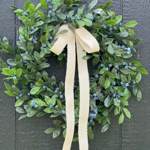 Blueberry wreath - new wreath for spring- wispy spring wreath - greenery wreath - door wreath hanger