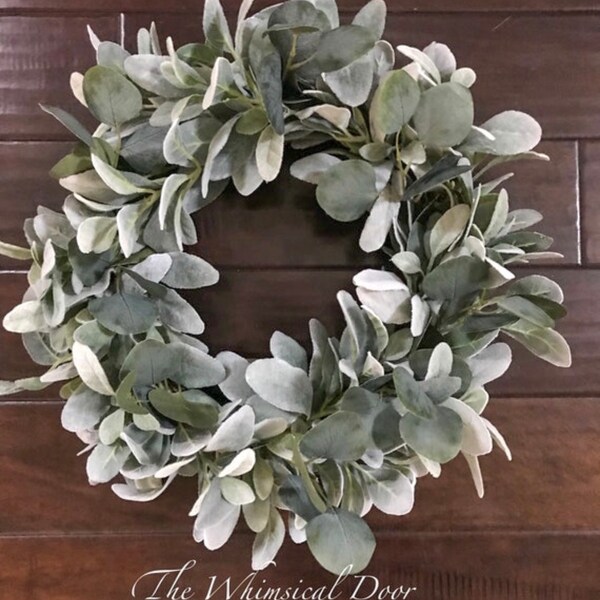 Lambs Ear and Eucalyptus Wreath, Farmhouse wreath