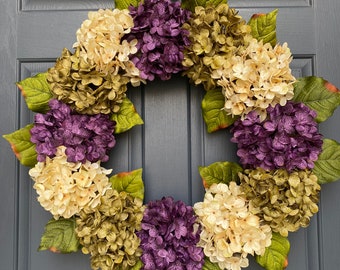 Hydrangea Wreath Spring Wreath Front Door Wreath All Season Wreath