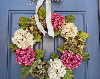 Hydrangea Wreath Spring Wreath Front Door Wreath All Season Wreath