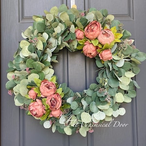 Rustic Farmhouse Wreaths Decor Artificial Handcrafted Green Wreath Fern Leaf with Rattan Loop Frame for Decorations Rocinha 20 Front Door Wreaths with Knotted Bow for Front Door